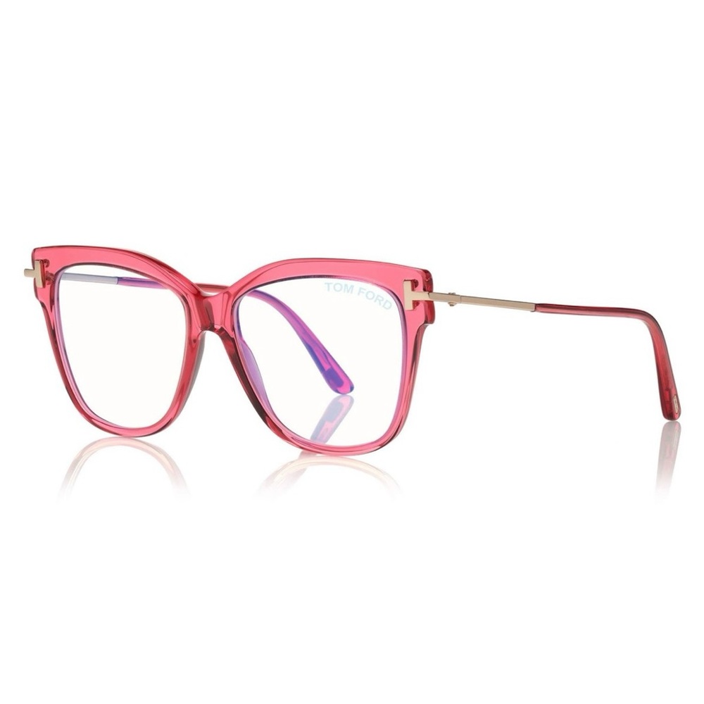 NEW FT5704-B 066 TOM FORD TC5704-B 066 WOMEN CAT EYE PINK CLEAR EYEGLASSES